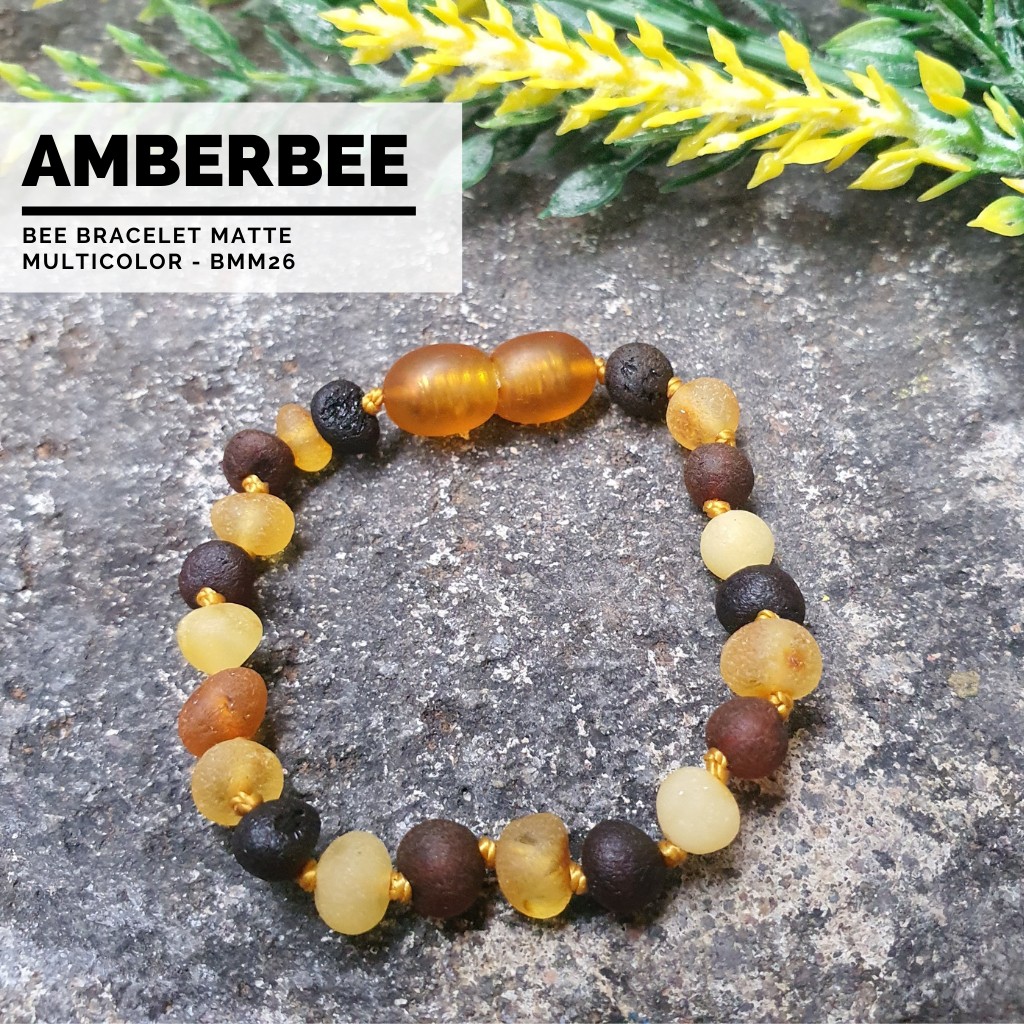 Gelang Amber Anak Balita dan Remaja Premium Matte Multicolor BMM26 By Amber Bee