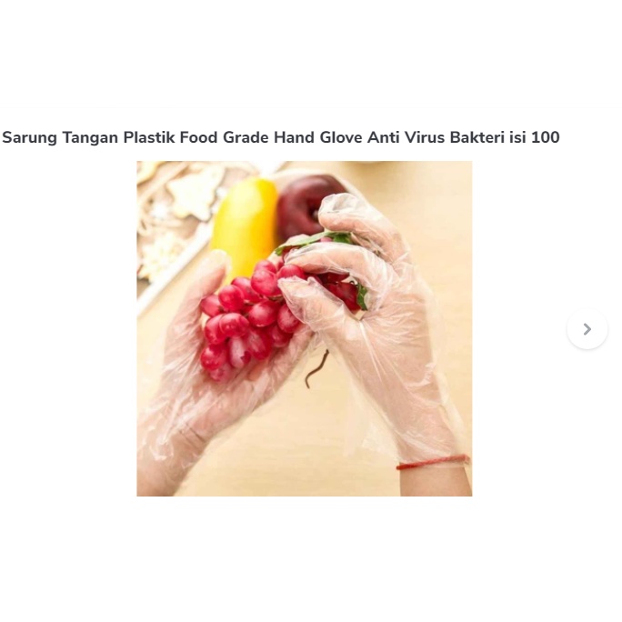 Sarung Tangan Plastik Food Grade Hand Glove Anti Virus Bakteri isi 100