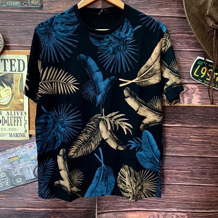 BJD kaos distro pria black leaf printing kaos motif full printing➽유 (Paling Popular)