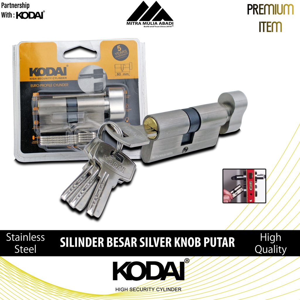 Silinder Besar Knob Putar 60 mm I By KODAI TK - 02 I Anak Lubang Kunci Pintu Tanggung