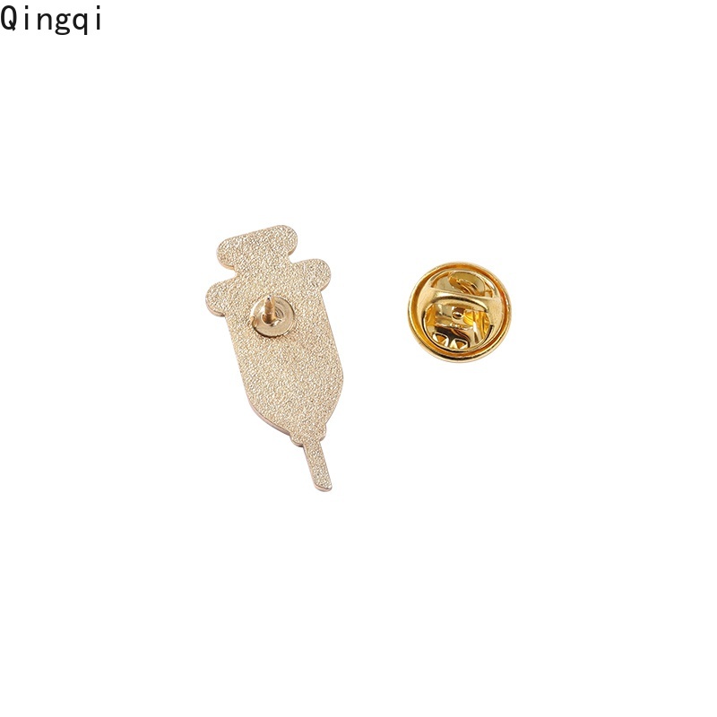 Bros Pin Enamel Bentuk Jarum Suntik Bahan Logam Untuk Kerah Kemeja