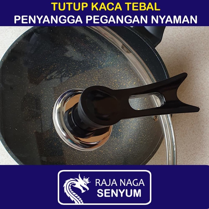 Teflon Anti Lengket Wajan HC Wokpan Marble Granit Grill TEBAL 30 CM