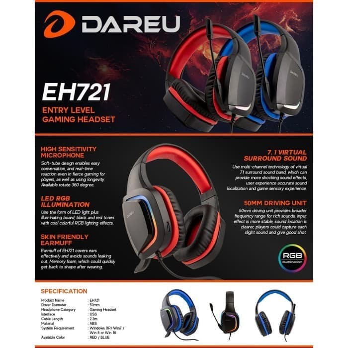 Dareu EH721 / EH-721 RGB Entry Level Gaming Headset