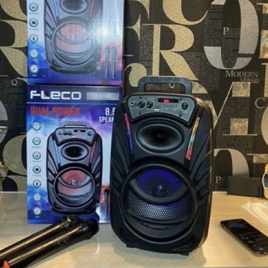 SPEAKER BLUETOOTH FLECO 8'5 INCH F-8166 PLUS 2 MIC WIRELESS