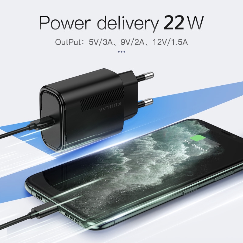 22W PD 3.0 Charger QC4.0 Quick Charger 3.0 Fast Charging IPhone11 Ipad Type C