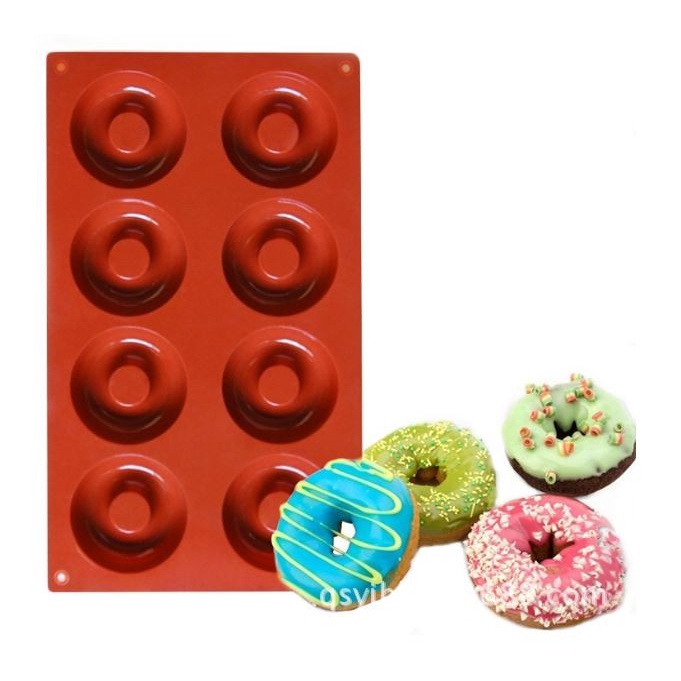 Cetakan Donat Silikon 8 round donuts silicone cake mold Loyang Donat Tanah Panas