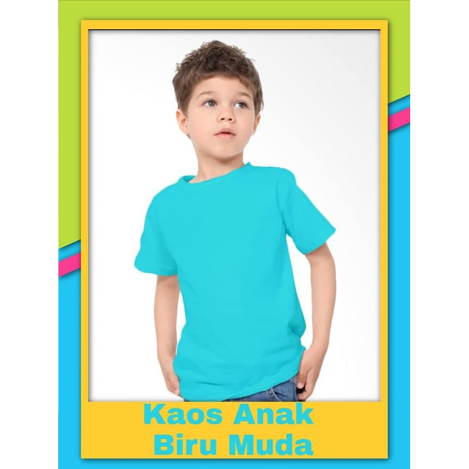 kaos polos anak lengan pendek biru muda - kaos polos anak - kaos anak - kaos polos biru muda - KAOS 
