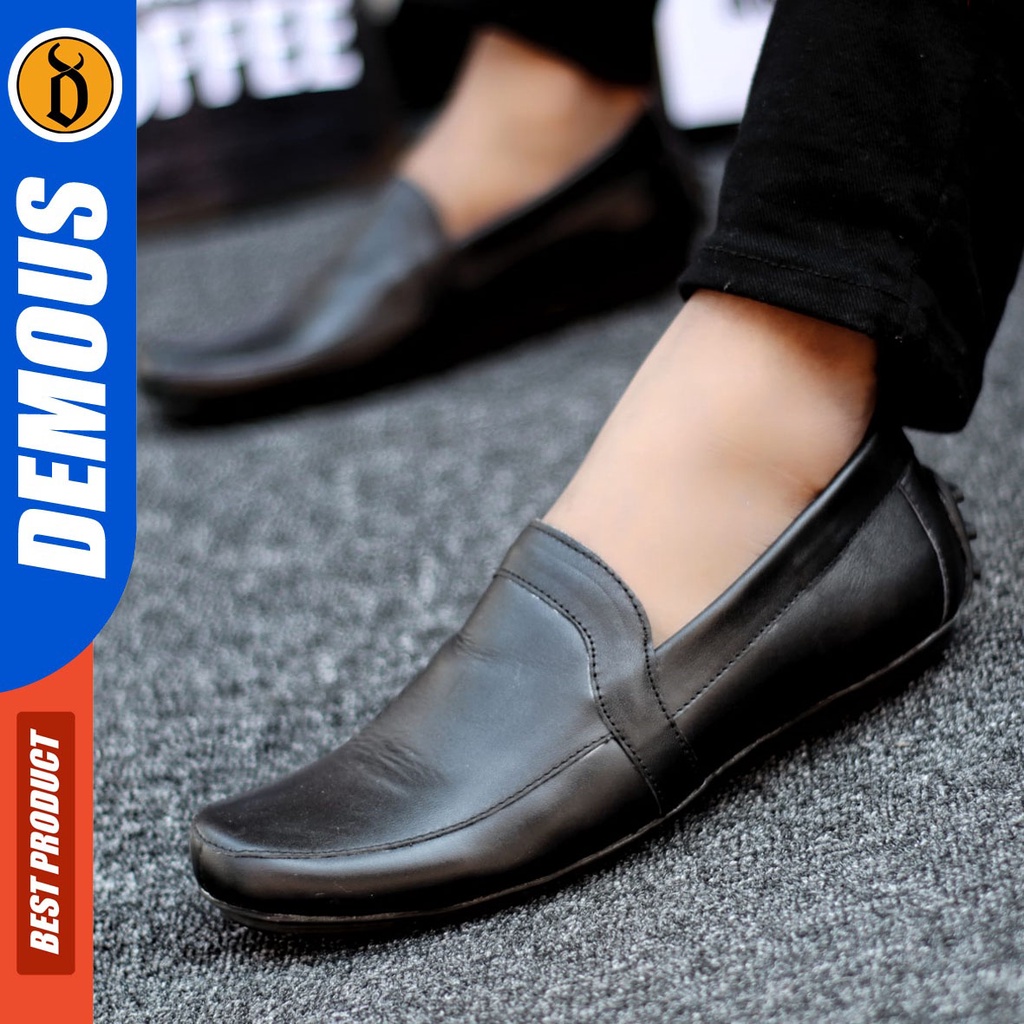 DEMOUS Videl - Sepatu Slip On Casual Pria Kulit Asli