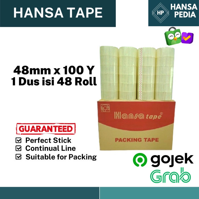 

(BISA COD) Lakban Bening / Coklat Hansa Tape 48x100 Yard (48 pcs) Gosend - coklat