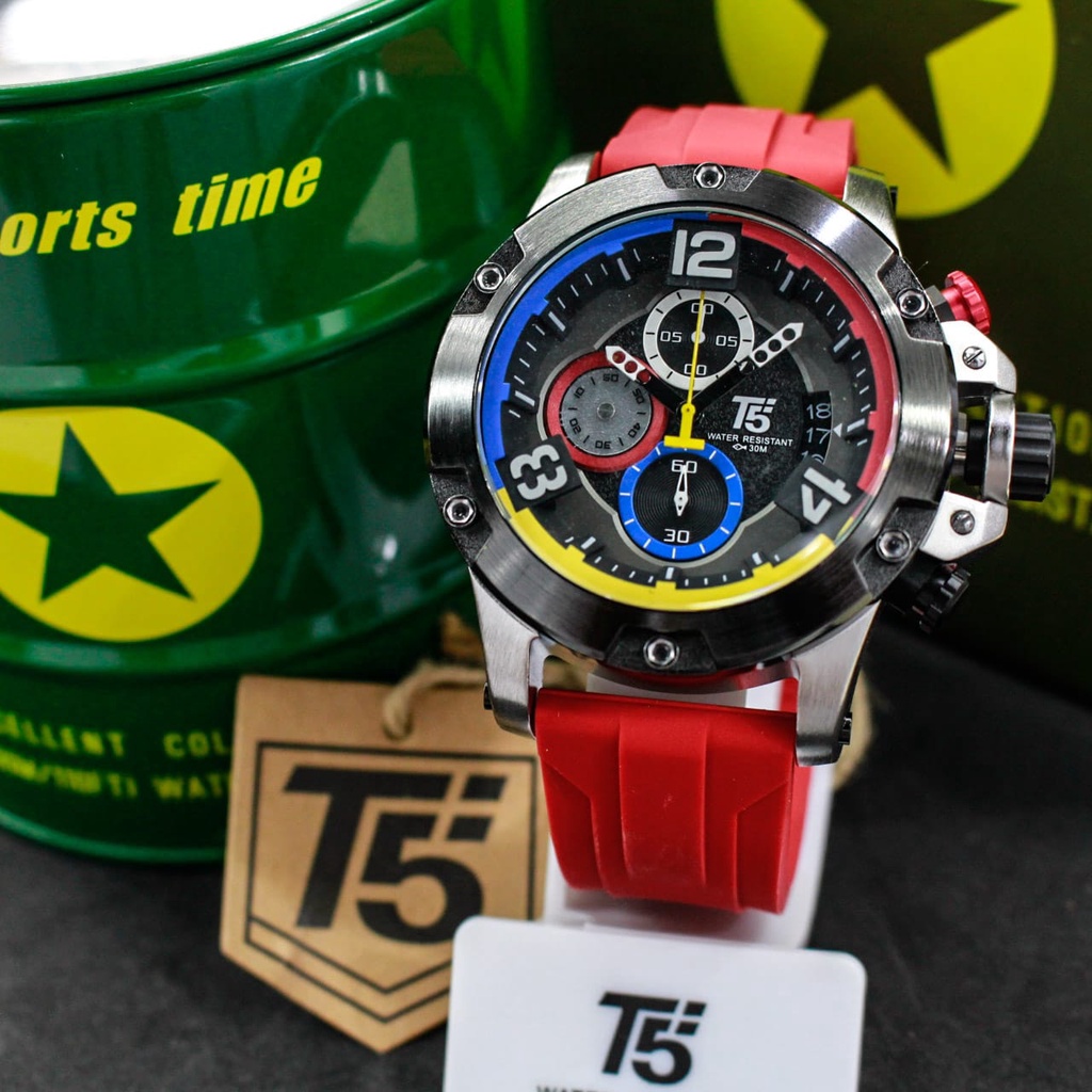 JAM TANGAN PRIA RUBBER STRAP T5 H 3885G ORIGINAL/T5 3885G/JAM TANGAN TERBARU T5 3885G/JAM TANGAN COWOK WATERESISTAN