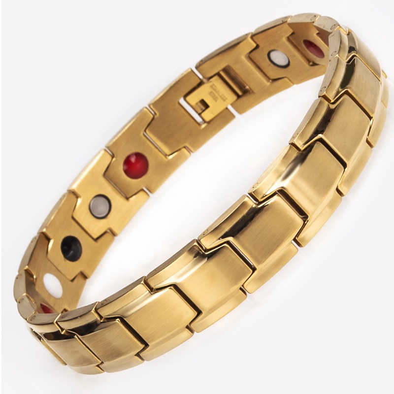 GELANG KESEHATAN TITANIUM BEST SELLER ORIGINAL 100% TITANIUM MAGNET 316L - ANTI KARAT SELAMANYA - Gelang terapi luxuri-Emas