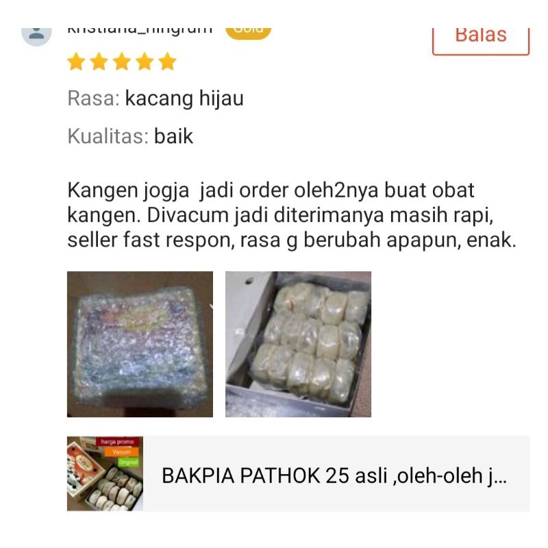 BAKPIA PATHOK 25 asli ,oleh-oleh jogja ,isi 15 biji, Vacum.