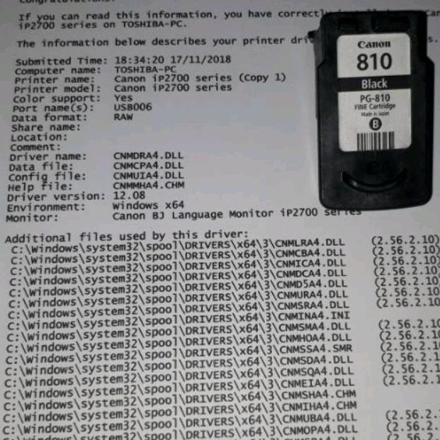 Cartridge Canon 810 Black PG810 PG 810 IP2770 MP258 MP287 Siap pakai (Langsung Bisa Dipakai) [PROMO]