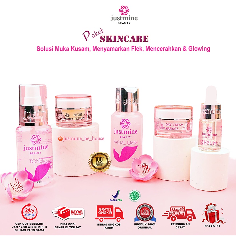 Justmine Skincare Glowing Bpom Paket Ultima Acne More Remove spot | Skin care COD free gift-5