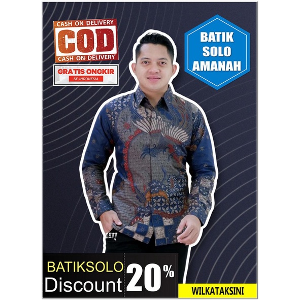 BATIKSOLOAMANAH WILKATAKSINI PANJANG BATIK INDONESIA KEMEJA BATIK PRIA SOLO LENGAN PANJANG LAPIS FUR