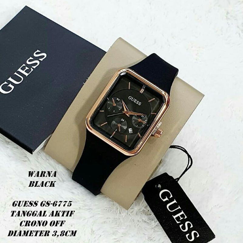 New Jam Tangan Wanita Guess Gs-6775 Chrono Of Roll Tanggal Aktif Free Baterai