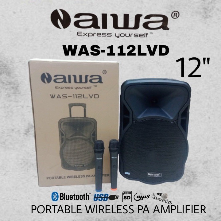 Speaker Portable Amplifier Wireless Aiwa WAS 112 LVD Bluetooth 12 in