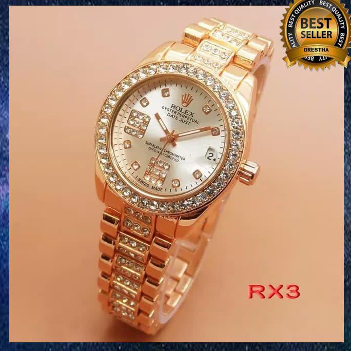 JAM TANGAN ROLEX LADIES R96 RANTAI DIAMOND STAINLESS STEEL JA3582 PREM