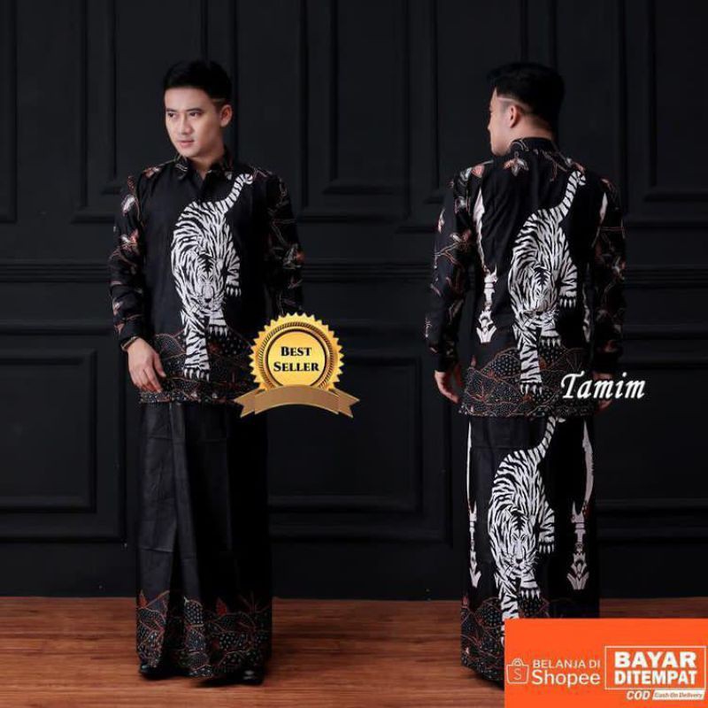 Setelan sarung macan mojang kemeja _sarung batik_sarung batik pekalongan sarung aqil sarung mahda