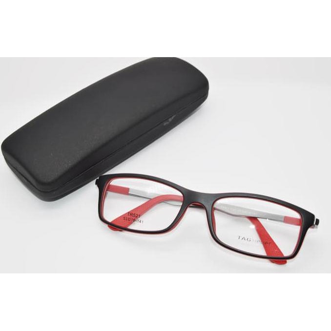 FRAME KACAMATA TAG HEUER 521 HITAM MERAH TERLARIS