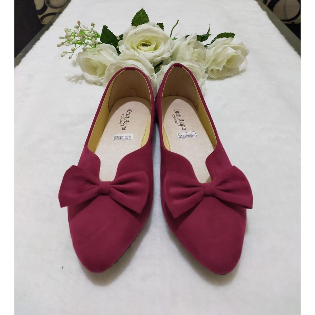 Sepatu wanita flat shoes/balet model pita besar bisa bayar ditempat