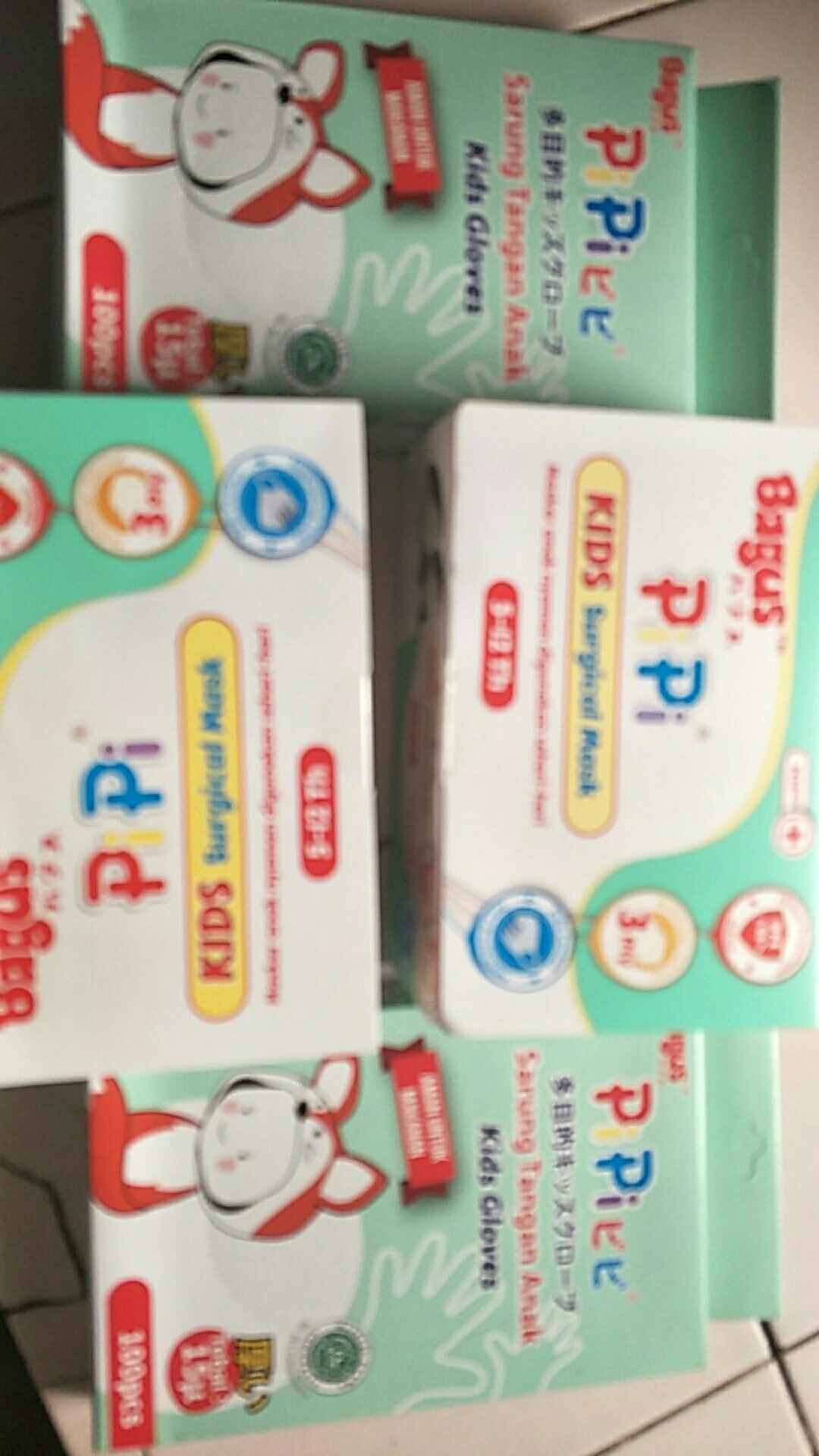 Bagus Pipi Sarung Tangan Plastik & Surgical Masker Anak Bundle -15 Mikron