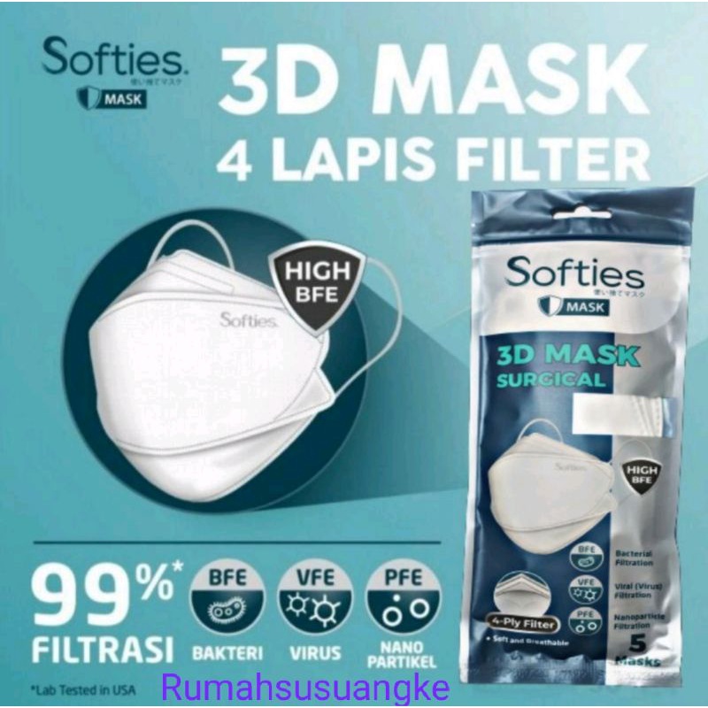 Masker Softies Surgical 3D 4ply isi 5pcs
