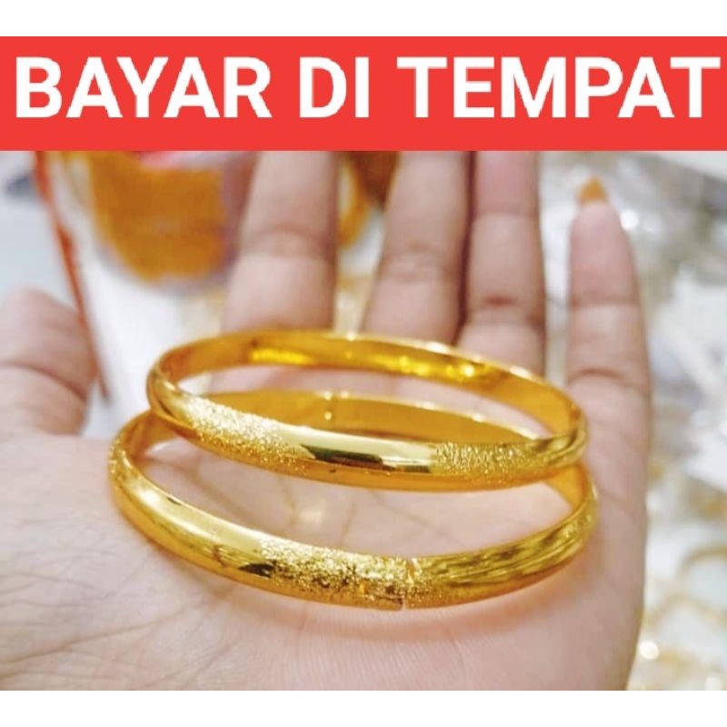 Gelang tangan wanita titanium 2pcs Bangkok BANGLE  lapis emas 24 k