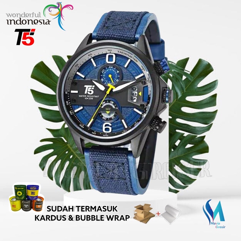 JAM TANGAN PRIA T5 H 3584 H3584G 3584 T5 ORIGINAL 100% CHRONOGRAPH TAHAN AIR BERGARANSI FREE TIN BOX