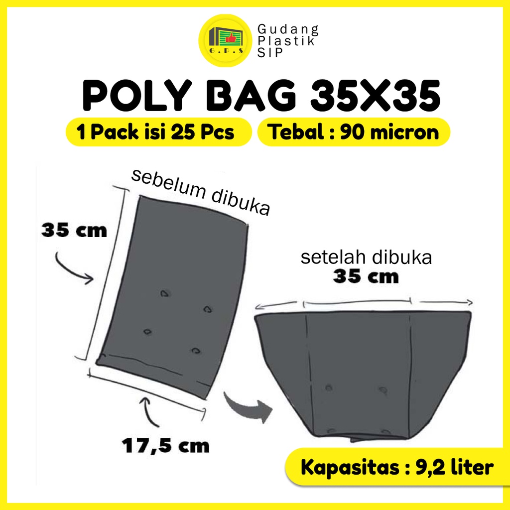 PLASTIK POLYBAG TANAMAN  35x35 cm