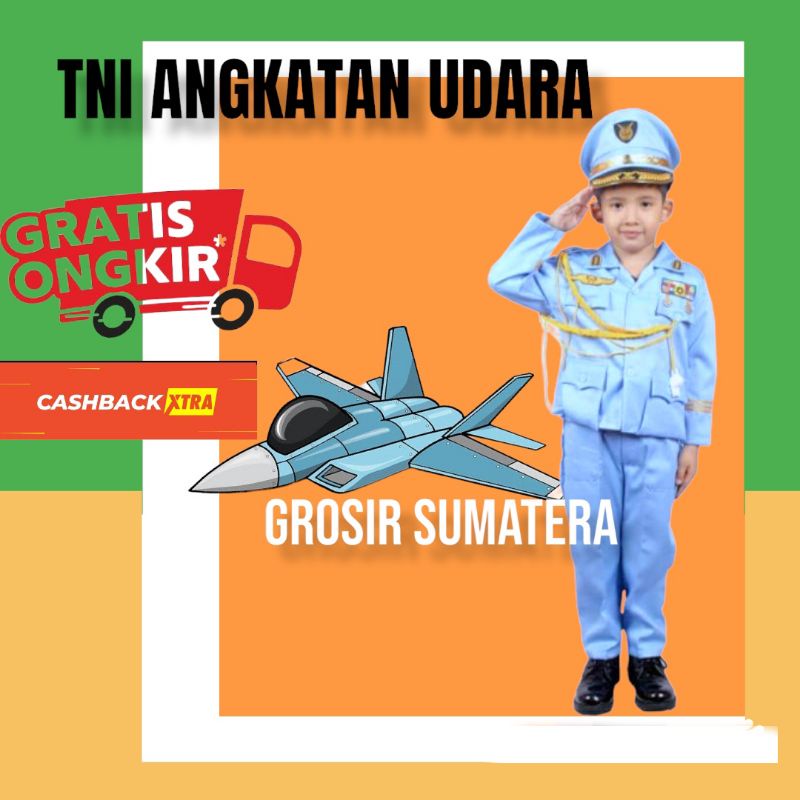 TENTARA ANGKATAN UDARA CILIK TNI TENTARA CILIK POLISI CILIK / SERAGAM PROFESI ANAK / BAJU CITA CITA 