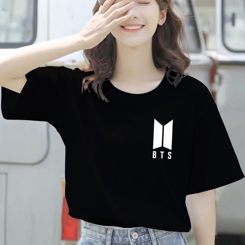 BAJU KAOS ATASAN PRIA WANITA LOGO BTS BORDIR LOGO BTS