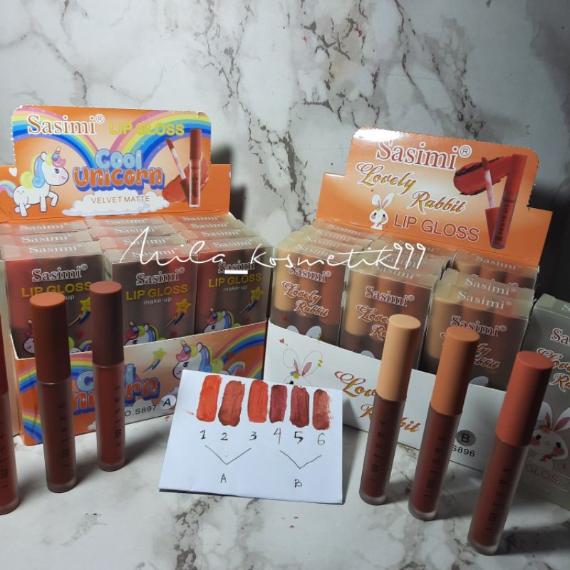 DISKON PERPACK!!!LIP GLOSS MATTE LOVELY RABBIT SASIMI  S896/S897