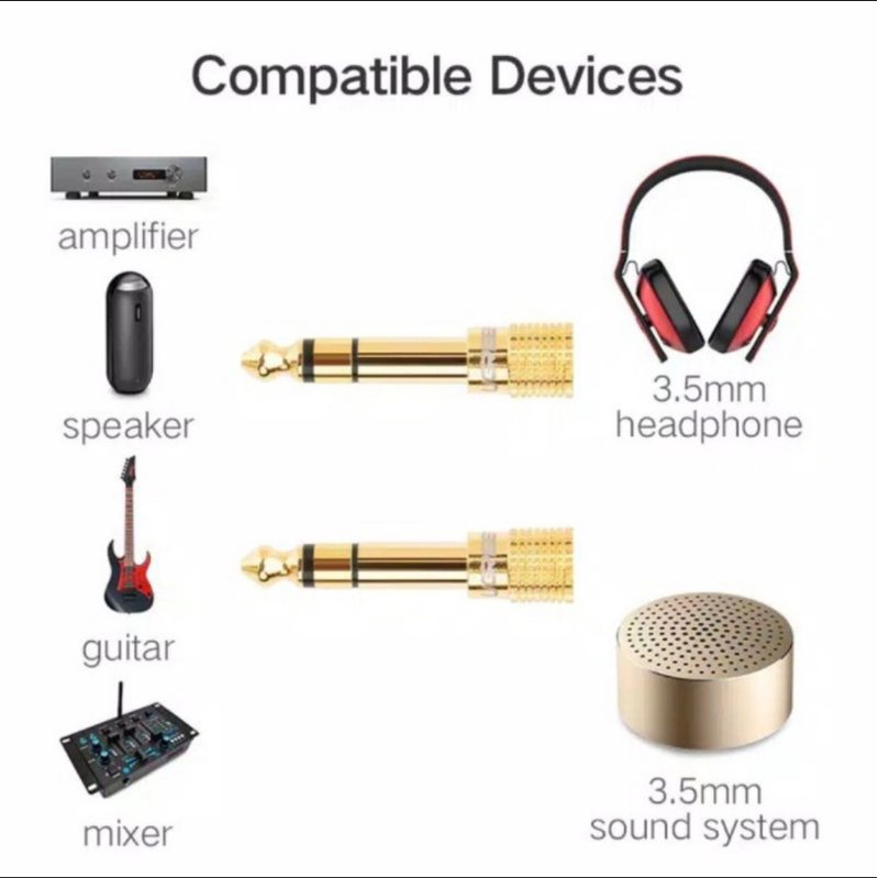 Ugreen Connector Aux 3.5mm Female to Jack 6.5mm Male - Ugreen 20503 Jack 3.6mm to 6.35mm