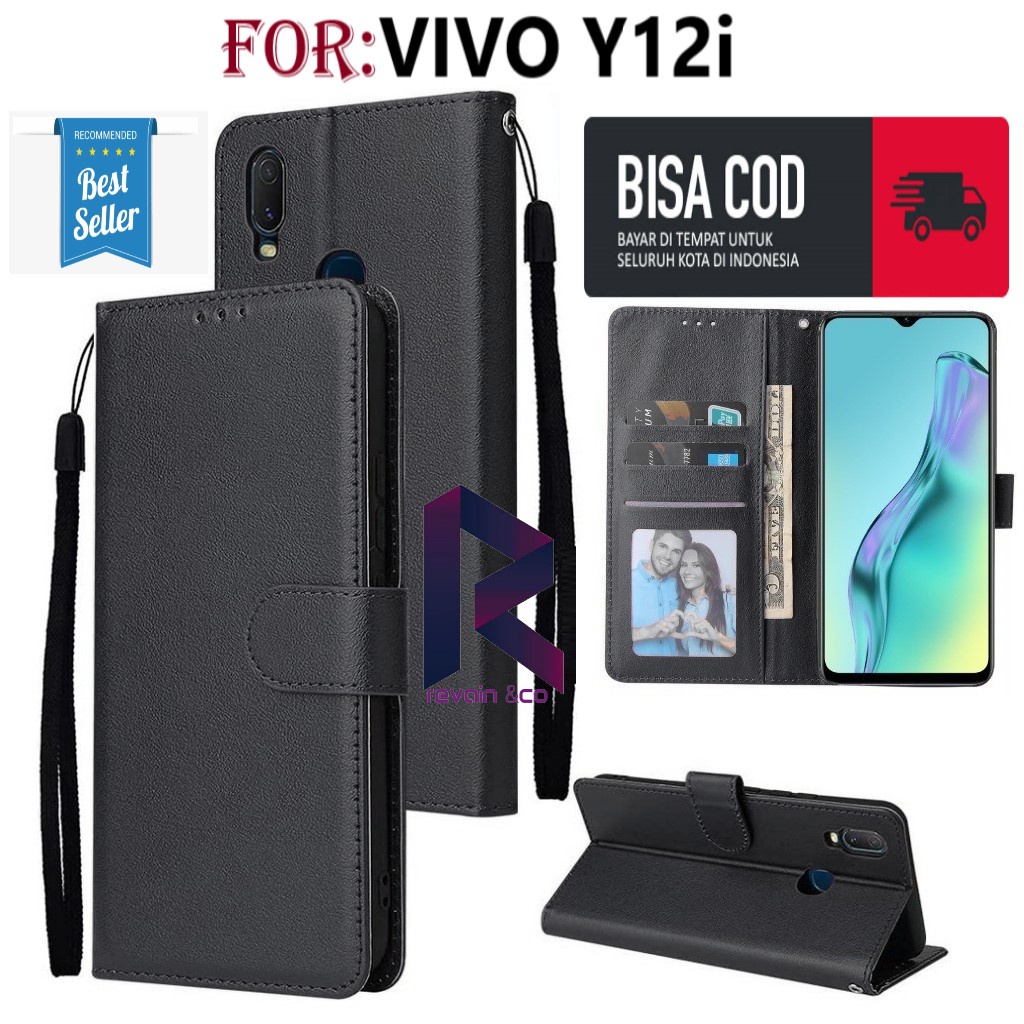 FLIP COVER VIVO Y12i CASING DOMPET FLIP WALLET LEATHER KULIT PREMIUM SARUNG BUKA TUTUP FLIP CASE VIVO Y12i