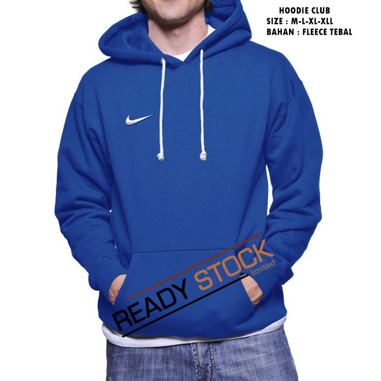 jaket jumper hoodie nike biru polos