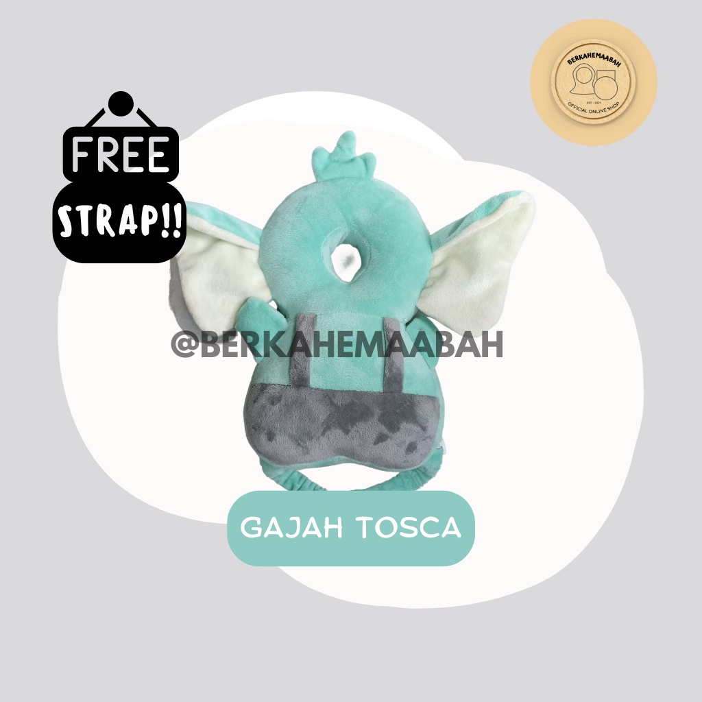 ( FREE STRAP ) Bantal Pelindung Kepala Bayi Gajah Tosca | Baby Head Protector | Head Neck Pillow Pad