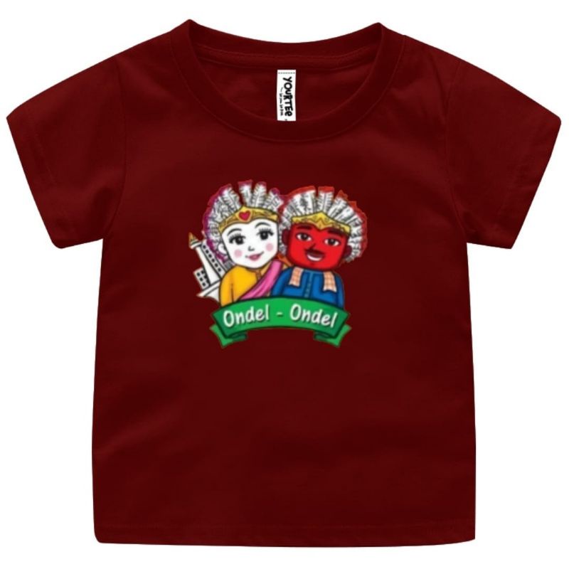 Baju Kaos Atasan Anak Dan remaja  Cowok Cewek/Fashion anak Kaos anak Laki laki Kaos anak perempun Motif Abang none (ondel ondel)