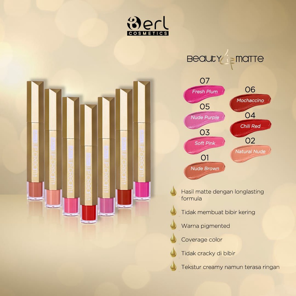 B Erl Beauty Lip Matte Cream Garansi original