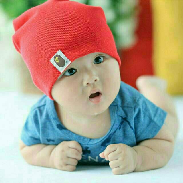 D22 Topi bayi/ kupluk bayi / kupluk anak motif polos import