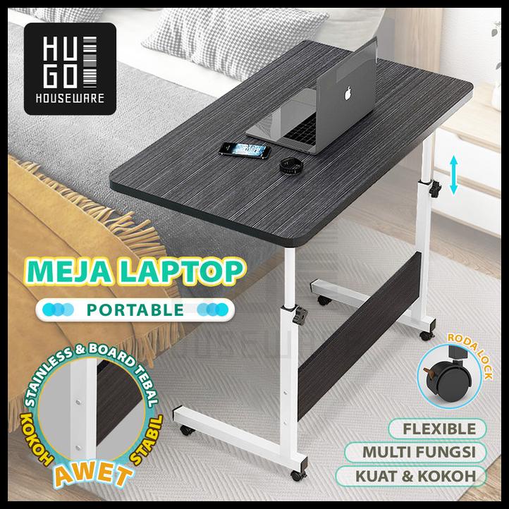 Hugo Meja Laptop Belajar Serbaguna / Meja Roda Portable Stand Tinggi