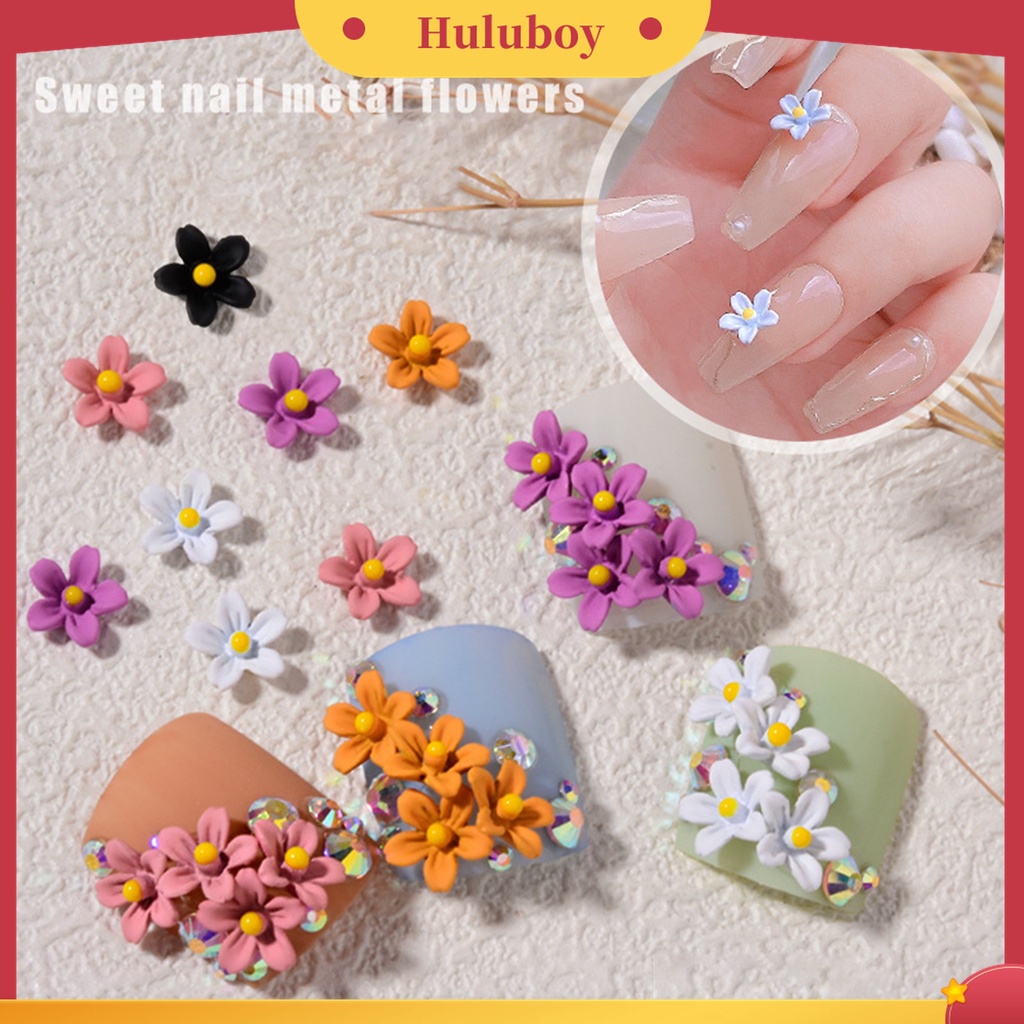 Huluboy Huluboy♡ 5pcs Ornamen Bunga 3D Multifungsi Bahan Alloy Untuk Dekorasi Nail Art