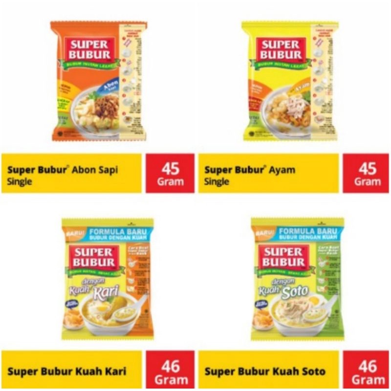 

super bubur single - bubur lezat dan instan 46 gr/1pcs