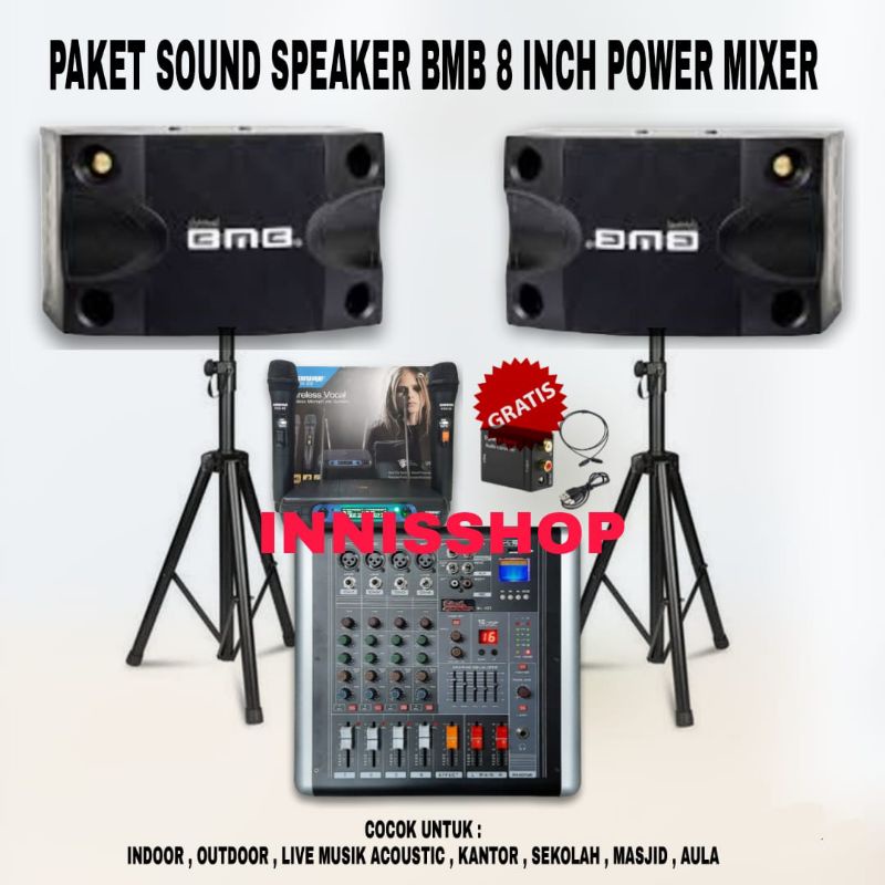 Jual Paket Karaoke Sound System Speaker Bmb 8 Inch Power Mixer Indoor