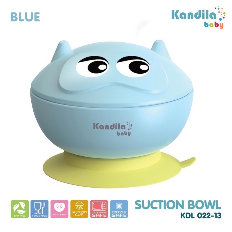 Kandila Suction Bowl KDL022-13 Mangkok Makan Anak Bayi + Penutup Mangkok dan Perekat Silikon anti Tumpah MPASI Bayi