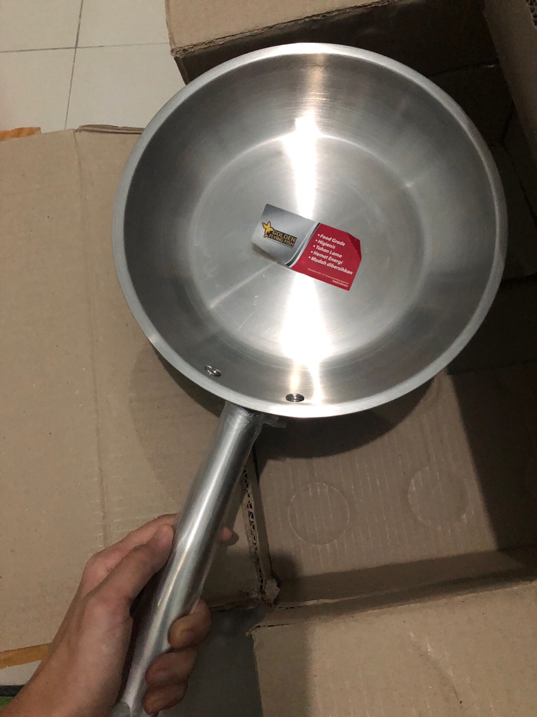 Wajan Stfp0124 - Wajan Fry Pan Diameter 24 Cm Stainless Golden Flying Fish Kitchenware