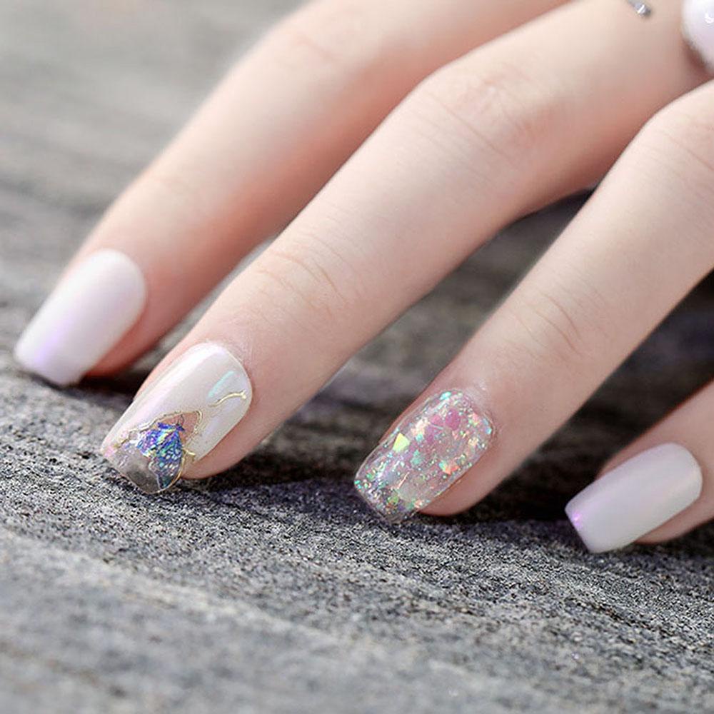 AUGUSTINA Agustina Nail Art Sequin Charm Glitter Cinta Hati Bentuk Bulat Manikur Aksesoris