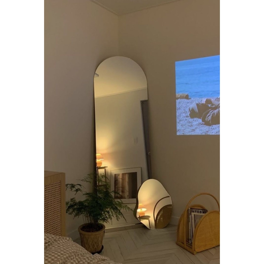 Standing miror oval full body (only kaca non lampu strip)