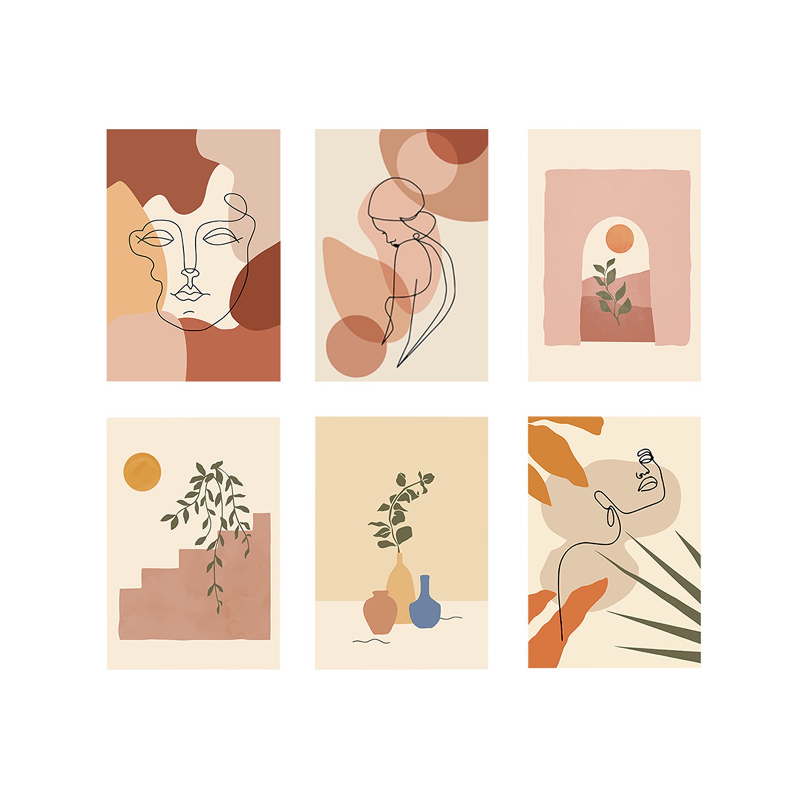 6pcs Set Lukisan Desain Wajah Wanita Abstrak Untuk Dekorasi Ruang Tamu Kamar Tidur Shopee Indonesia