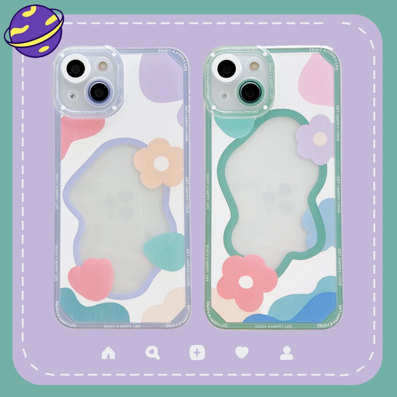 Case Transparan Motif Bunga Warna-Warni Untuk iPhone 14 13 12 11 Pro X XS MAX XR Se20 7 8 Plus